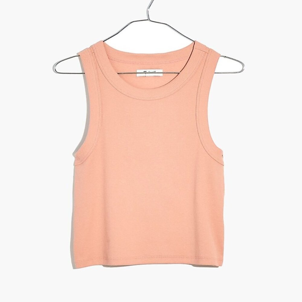 Madewell Brightside Crop Tank in Antique Coral, Size XS